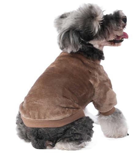 Image of FabriCastle Small Dog Sweaters, 3-Pack Dog & Cat Clothes, Ultra Soft and Warm Pet Jackets for Small Dogs Boy & Girl, Winter Pet Apparel Costumes, Puppy Outfits (Camel,Khaki,Olive, Large)