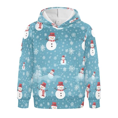 Kids Hoodies Sweaters Christmas Xmas Snowman Hooded Sweatshirts with Big Pockets for Boys Girls B0400076