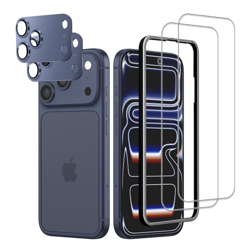 Verre trempé iPhone 17 Pro 6,3" avec protection objectif appareil photo bleu lot de 2