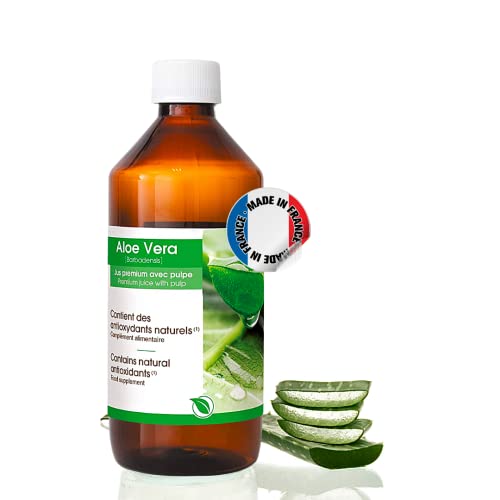 Jus Premium Aloe Vera avec pulpe à boire | Antioxydant | Purifie, nettoie, detoxifie l organisme - 500 ml