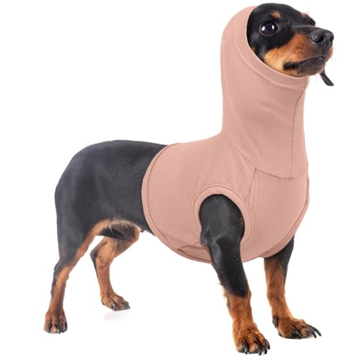 PUMYPOREITY Hundekopfverband für Ohrhämatome, Katzen Schutzanzug Kopfverband Hunde schal Ohrenschutz Hunde Shirts Katzenbody Nach Op(Hautrosa, XS)