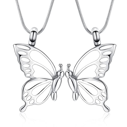 Hearbeingt Cremation Jewelry Butterfly Urn Necklace for Ashes for Women Men, Memorial Lockets Ash Jewelry, Keepsake Urn Pendants for Human Ashes Adult