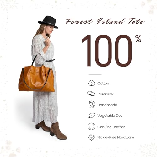 Image of OLD TREND Genuine Leather Forest Island Tote | Spacious Handbag with Removable Inner Pouches