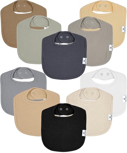Image of DiaperSquad's 100% Organic Cotton Baby Drool Bibs, Super Absorbent & Adjustable Baby Bibs for Drooling and Teething