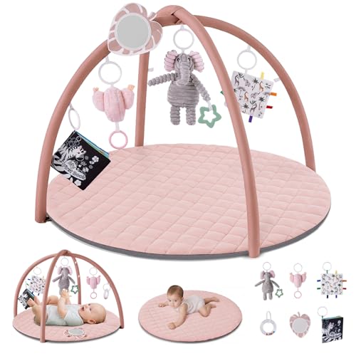 Blissful Diary Baby Play Gym Mat, Tummy Time Activity Mat with 6 ...