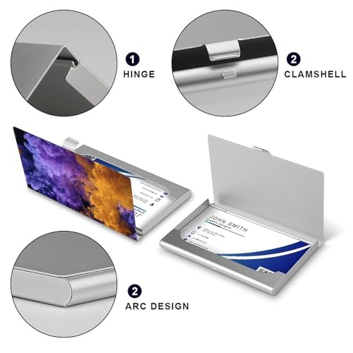 Colorful Smoke Purple Orange Business Card Holder, Pocket Slim Portable Metal Business Card Case for Women Men4