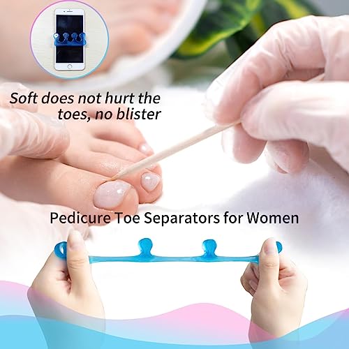 Image of 6 Pcs Silicone Gel Toe Separators, Durable Toe Spacers for Bunion Relief, Improve Circulation, Support and Comfort Toes, Blue, Transparent, Pink (2 Pcs Each)