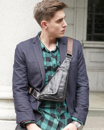 pundarika Genuine Leather sling bag for men women casual crossbody backpack small shoulder bag chest bag2