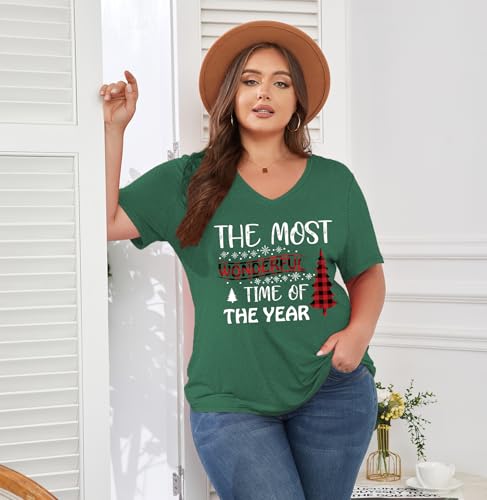 Image of ForHailey Women's Plus Size Short Sleeve Tee Shirt V Neck Basic Ladies Loose Fit T Shirt 1X-5X