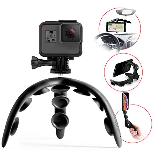 Tenikle 2 Black (Travel) - Suction Cup Bendable Tripod Car Mount, Multi-Use
