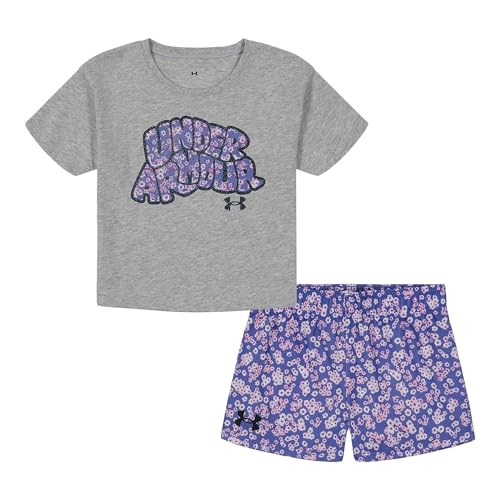 Image of Under Armour Girl's 2-piece Short Sleeve Tee and Shorts Set, Lightweight and Comfortable