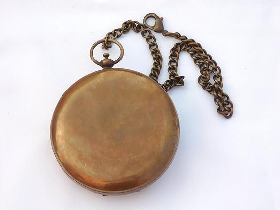 GIC PROCDECT Sundial Push Open Compass Rustic Clock with Leather Box Antique Solid Durable Nautical Gift