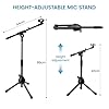 CROWNSHOP Microphone Stand 47-80cm with Telescopic Boom Adjustable and Portable Collapsible Studio Holder with Tripod Base Mic Clip Adapter for Musicians Parties and Stages #1