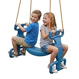 Swurfer Glider Swing for Kids - Outdoor Dual Swingset for Backyard Playset, Back-to-Back Swingset Accessories, Kids Outdoor Play Equipment, Heavy Duty, Easy Install, Up to 150lbs, Age 3+, Blue/Orange