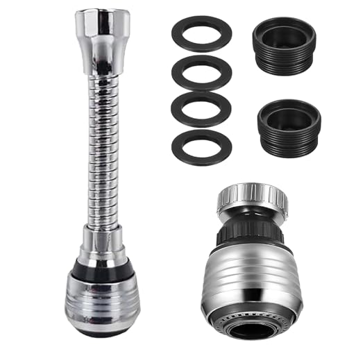 2 Pcs Tap Extender for Kitchen Sink Faucet Extender Kitchen Tap Spray Head Flexible 360 Swivel for Kitchen Tap 2 Modes/ 1 Long+1 Short