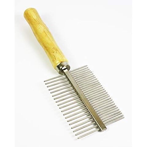 OFA Products Stainless Steel Pet Grooming Comb With Wooden Handle, Perfect For Grooming Cats and Dogs, Length 16.8cm, Width 2.5cm Cover