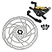 RIDEREVER MCX-2 Post Mount Dual-Piston Mechancial Disc Brake Set w/Rotors, Black x Gold, RD2324