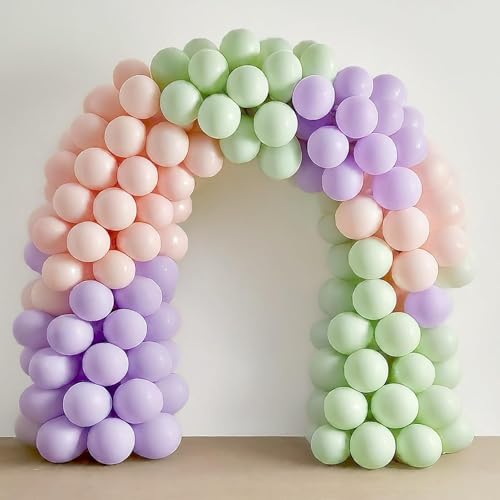 Image of Regular Balloon Combo For Decoration with Glue Dots & Balloon Arch Strip - Party Decor Set For Easy Party Setup (GREEN PINK PURPLE, 50)