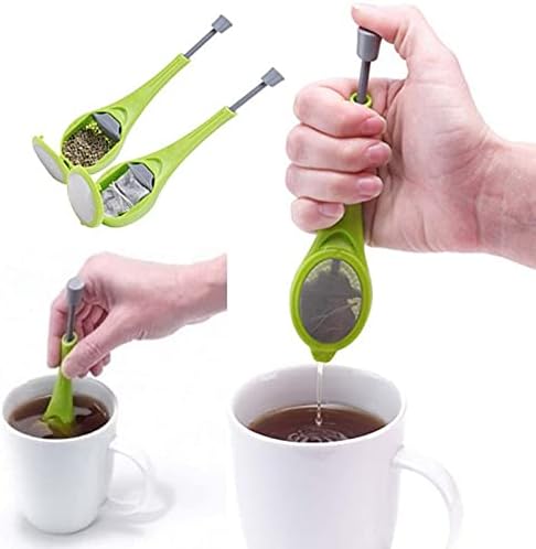 Coolbaby Tea Strainer Tea Infuser Built In Plunger REUsable Tea Bag Plastic Tea&Coffee Strainer Measure Swirl Steep Stir&Press, Green