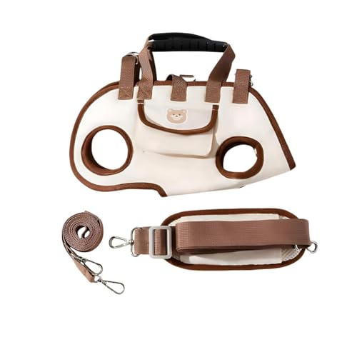 Coleira Peitoral 3 em 1 para Cães, Bolsa de Transporte, Guia e Alça de Ombro Ajustável para Cachorros de Pequeno, Médio e Grande Porte (Bege, G)