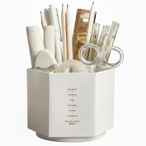 NAYIV ペン立て ペンスタンド 6つのグリッド360°回転 11.8cmx10cm 文房具 メイクブラシ収納 大容量 デスクトップ収納ボックス 小物入れ デスクトップオーガナイザー