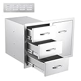 Thaookte Outdoor Küchenschubladen 50.8x71x50.8 cm, Dreifach-Grillschubladen Aus Edelstahl Mit Griffen, Grillschubladen Für Außenküche Oder Grillinsel-Terrassengrillstation Schubladenschrank