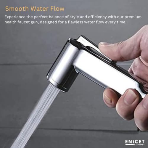 Image of ENICET ABS Health Faucet Gun for Toilet, Chrome Finish, HELFO Set Gun | Without Hose, Splash Free Design, Smooth Lever, Jet Spray