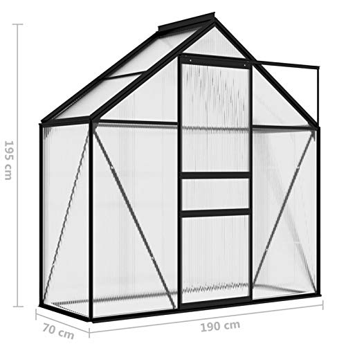 Foto von Tidyard Gewächshaus Treibhaus Tomatenhaus Gartenhaus Aufzucht Tomatengewächshaus Frühbeet Pflanzenhaus Gartenhäuschen Anthrazit Aluminium 1,33 m²