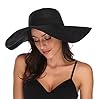 Lanzom Womens Sun Straw Hat Wide Brim Summer Hat Foldable Roll up Large Floppy Beach Hats, Style C-black, One Size #2