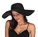 Lanzom Womens Sun Straw Hat Wide Brim Summer Hat Foldable Roll up Large Floppy Beach Hats (Style C-Black)