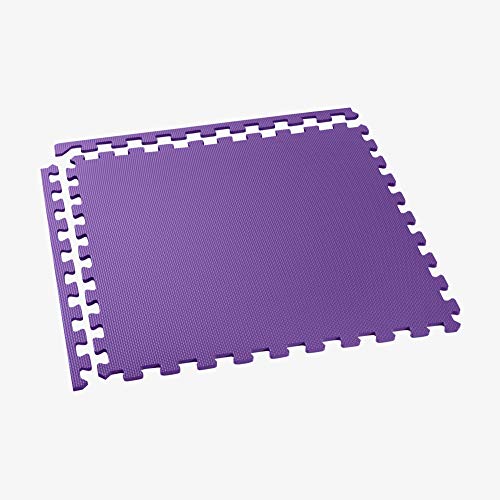 Image of We Sell Mats Premium Foam Interlocking anti-fatigue tiles great for gyms PX90 Insanity Pilates Yoga aerobics cardio trade shows kids payrooms and more. Purple 16 SQFT-4 Tiles
