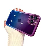 Ownest Compatible for iPhone 14 Pro Max Case for Simple Clear Gradient Rainbow Soft TPU and Camera Protection Shockproof Phone Case Design for iPhone 14 Pro Max Cover -Purple+Blue