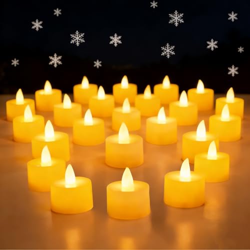 Inajoke 24 Pcs LED Tea Lights Electric Candles Lights Battery Operated Flameless LED Candles Bright Flickering Realistic for Table Dinner Decor Weddings, Parties, Halloween, Christmas Home Decoration