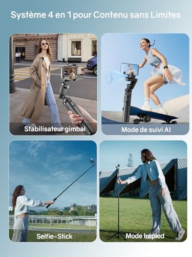 Gimbal Smartphone avec Suivi du Visage 360 et Perche de 156cm - 5