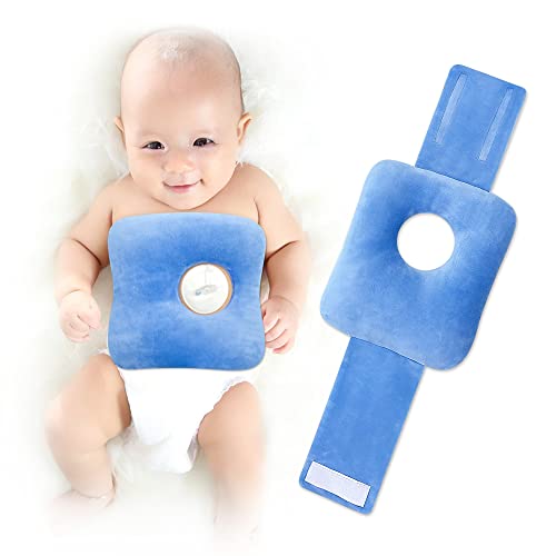 Image of G Tube Tummy Time Pillow for Baby Feeding Tube Belt Pad Pillow with A Hole for Infant Children Kid Adjustable Hook & Loop Closure, Blue, 25*23*2cm