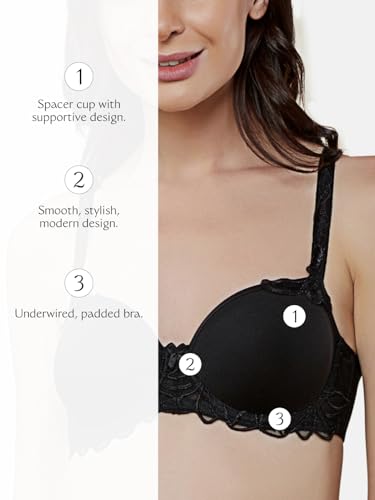 Image of Triumph Modern Finesse Bra For Women Wired Padded Spacer Cup Bra Seamless Breathable T-Shirt Bra Elegant Embroidery Full Coverage Lingerie Innovative Big Cup Support Pack Of 1