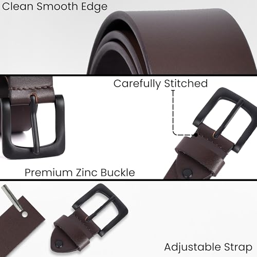 Image of RABELL Genuine Leather Belt for Men Leather Original | Belt for Men Formal & Casual Original Branded belt | Adjustable size Fits Waist up to 46 inches 1.5in Width Zinc Casted Buckle Comes in Gift Box