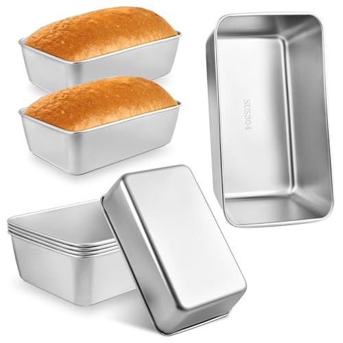 Milkary 6 moldes de acero inoxidable para pan, 8.5 x 5.5 pulgadas, sartén antiadherente para pan de carne y sándwich, horno casero, apto para lavavajillas