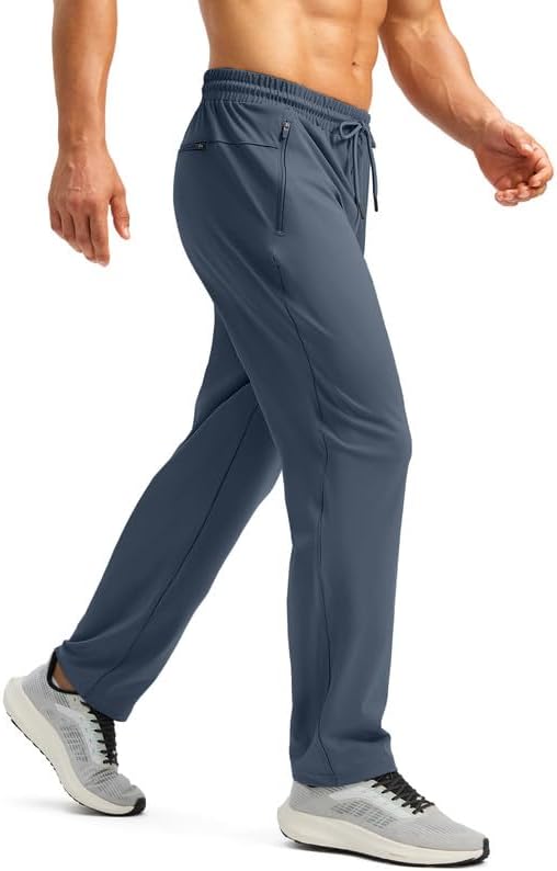 Pudolla Men's Athletic Pants with Zipper Pockets Stretch Workout Sweatpants Lightweight Running Joggers for Men - Image 4