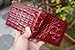 Double Side Mens Alligator Leather Skin Crocodile Bifold Handmade Wallet (Burgundy-Navy Blue Big Horn)