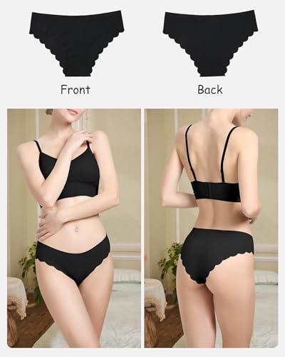 Image of LEVAO Seamless Underwear for Women No Show Ice Silk Bikini Breathable Hipster Wavy Sides Invisibles Panties 7 Pack S-XL