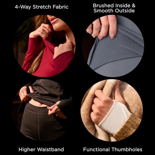 Cuddl Duds Womens Fleece Lined Thermal Base Layer Set – Long Sleeve Shirt & Leggings for Cold Weather – Lounge Set for Women - Image 4