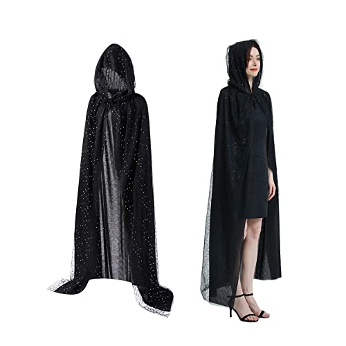 LUCHENGYI Full Length Hooded Cloak Adults Witch Cape Vampire Deluxe Wizard Costume Cosplay Robe Women Party