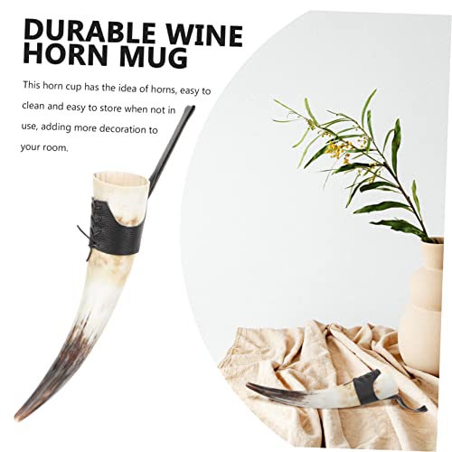 Jarra de cuerno natural para vino con soporte de cuero PU y gran capacidad IMIKEYA 8
