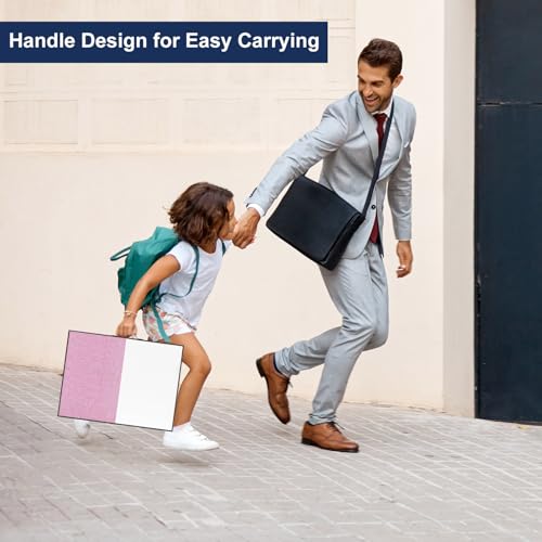 Image of Small White Board Cork-Board Combo - 16 X 12 inches Pink Linen Board & Magnetic Dry Erase Board for Wall, Mini Bulletin Cork Board with Holder for Office, Home and School