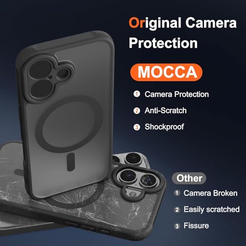 Image of Elzzi Magnetic for iPhone 17 Case Compatible with MagSafe Lens Camera Protection Slim Translucent Matte Shockproof with Anti-Fingerprint Phone Case, Black