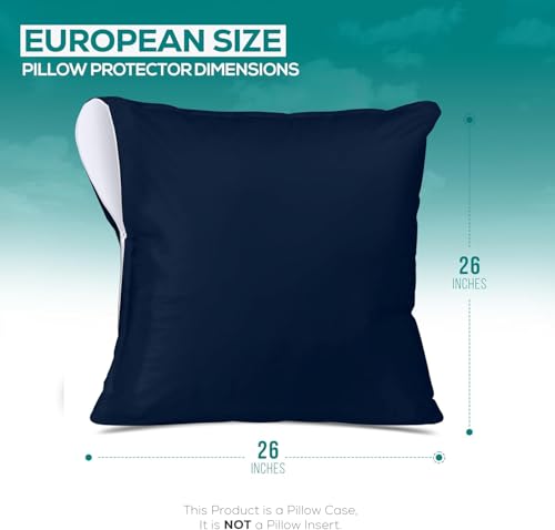 Utopia Bedding Zippered Waterproof Throw Pillow Protectors (No Pillow Inserts), European (Pack of 4, Navy), Bed Bug Proof Decorative Pillow Encasement Covers for Outdoors, Bed, Couch 26 x 26 inches