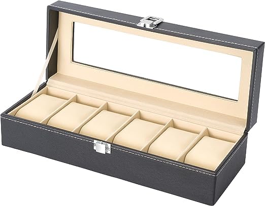 Zorzel PU leather wrist watch box, Watch Storage Case And Watch Organizer Display Collection Box With Transparent Glass For Mens & Womens Gift (6 Slot Watch Box) (B0CJ7T6MM3) Amazon Price History, Amazon Price Tracker