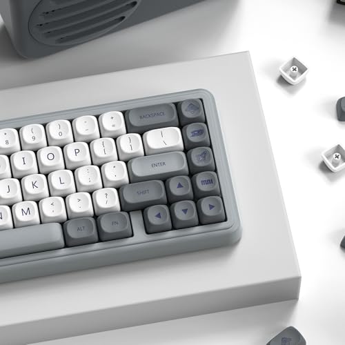 Image of dagaladoo PBT Keyboard keycaps,White /Grey moa keycaps