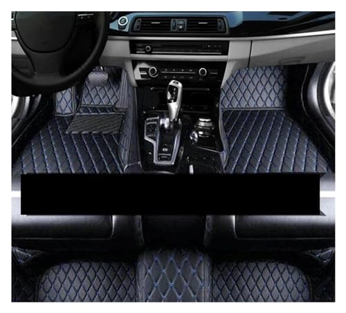 Tapis de voiture en cuir premium noir bleu pour habitacle de Hyundai Kona